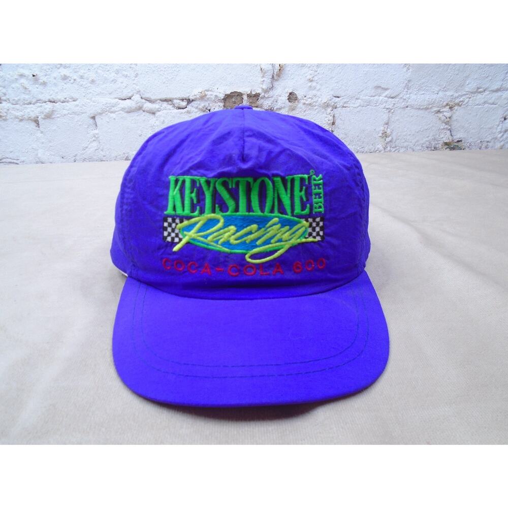 Vintage Coca-Cola 600 Keystone Beer Racing Purple Nylon Trucker Hat Cap One Size